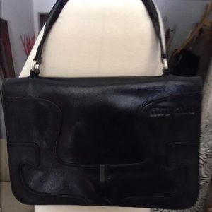 MIU MIU BLK LEATHER CLUTCH HANDBAG